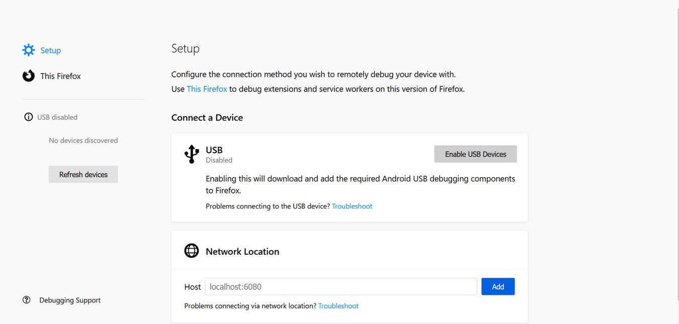 Exemplo de página de inspeção do Navegador Firefox Developer Edition